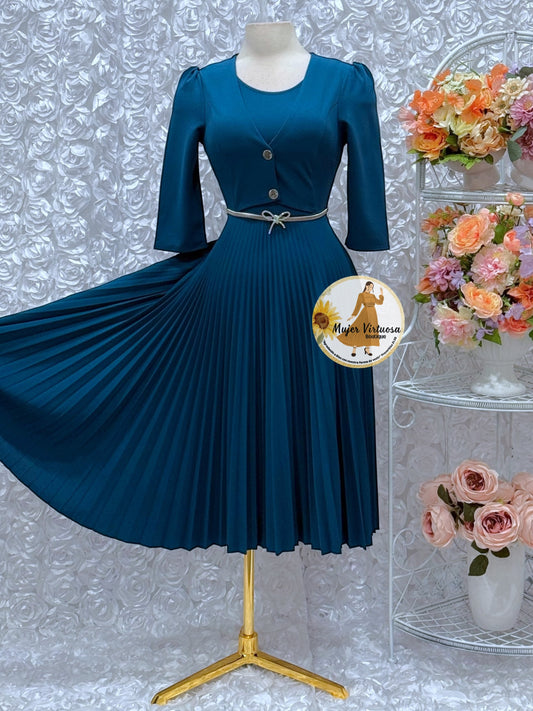 Milena Teal Blazer Midi Dress