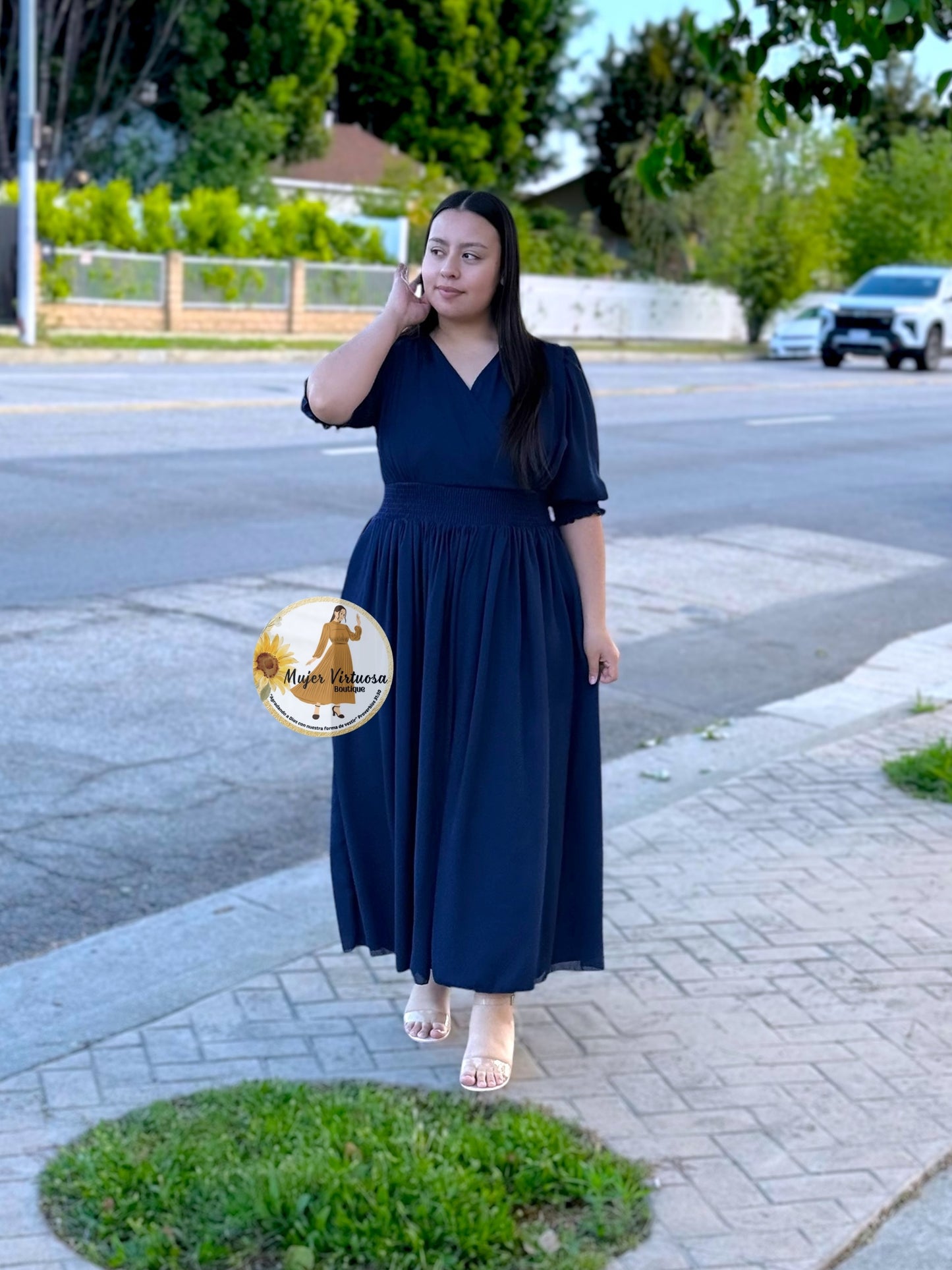 Julisa Navy Chiffon Dress