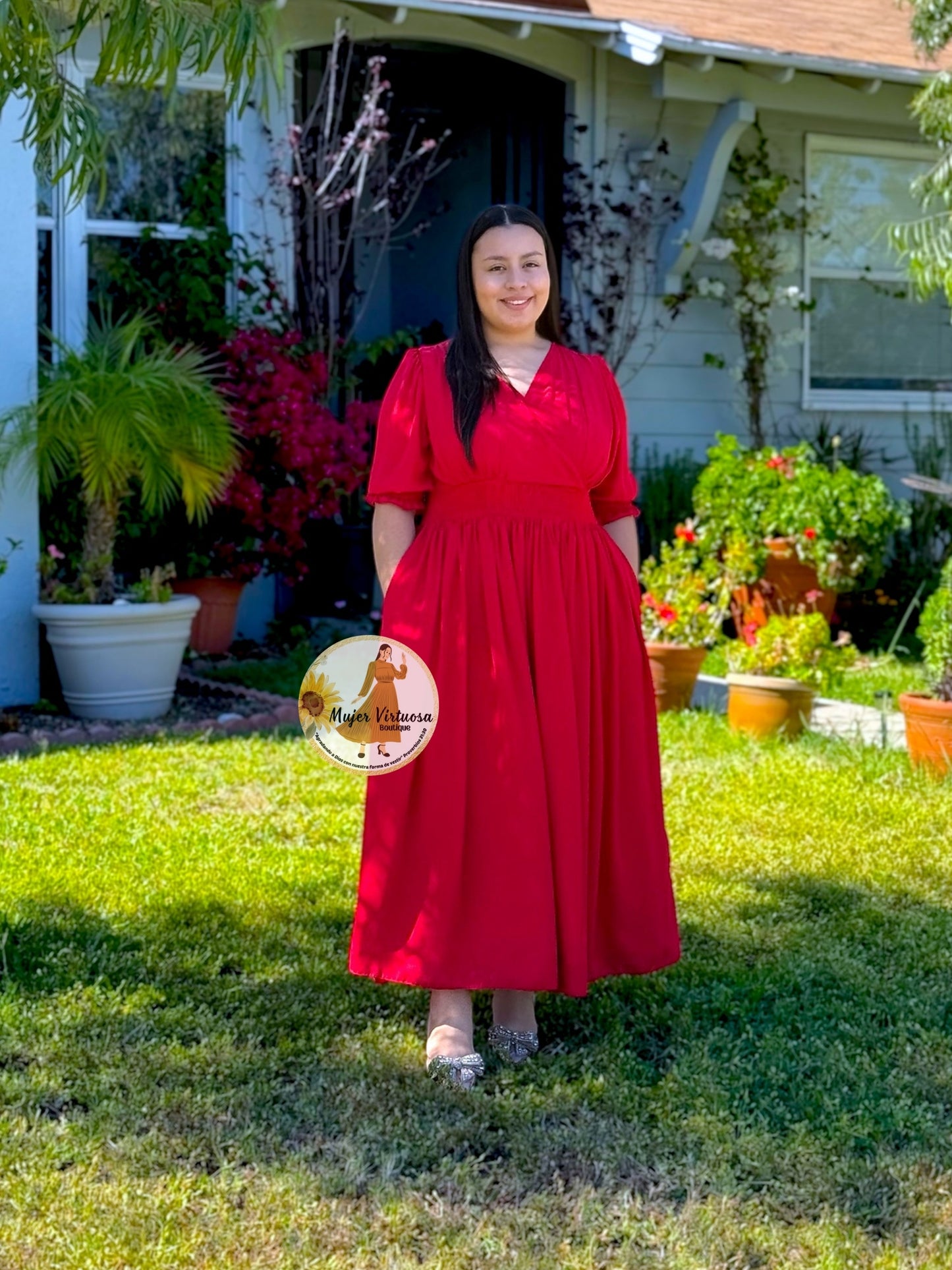 Julisa Red Chiffon Dress