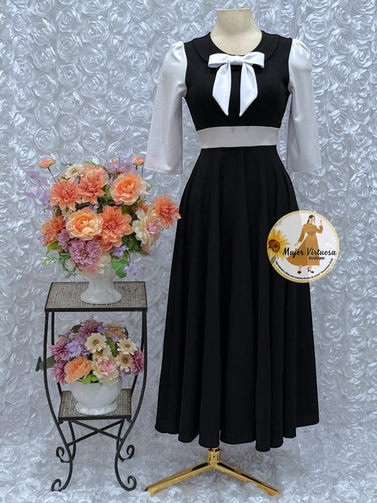 Agatha Black/White Sailor Dress
