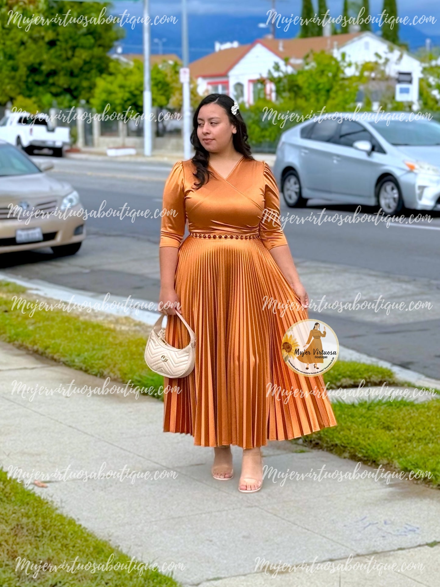 Celine Bronze Satin Dress