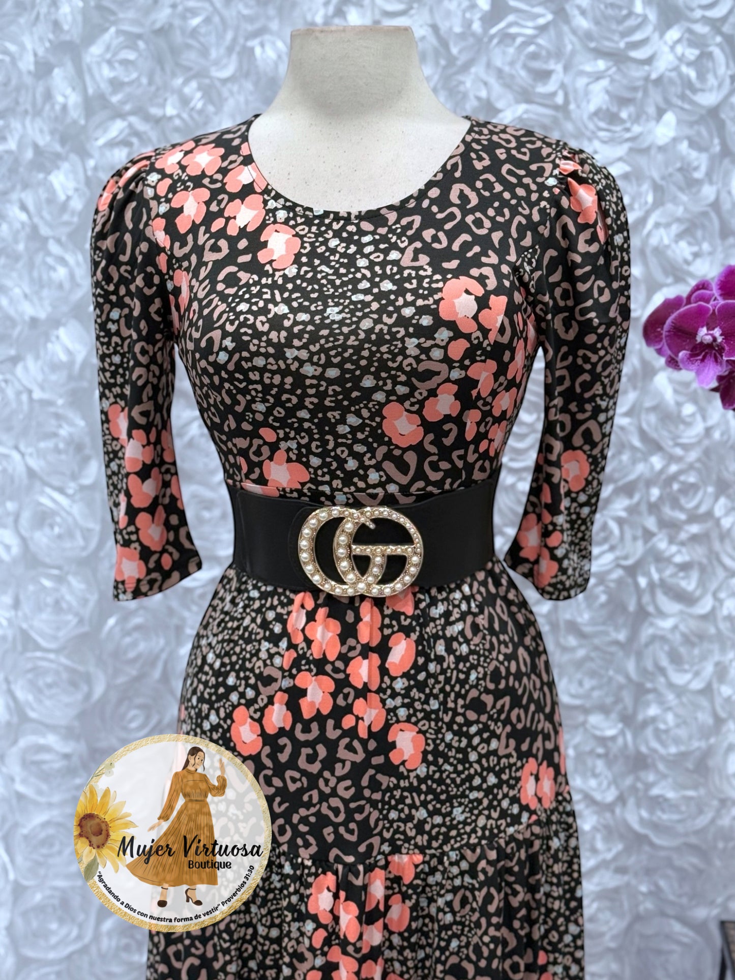 “Sunny days” Black Animal Print Dress