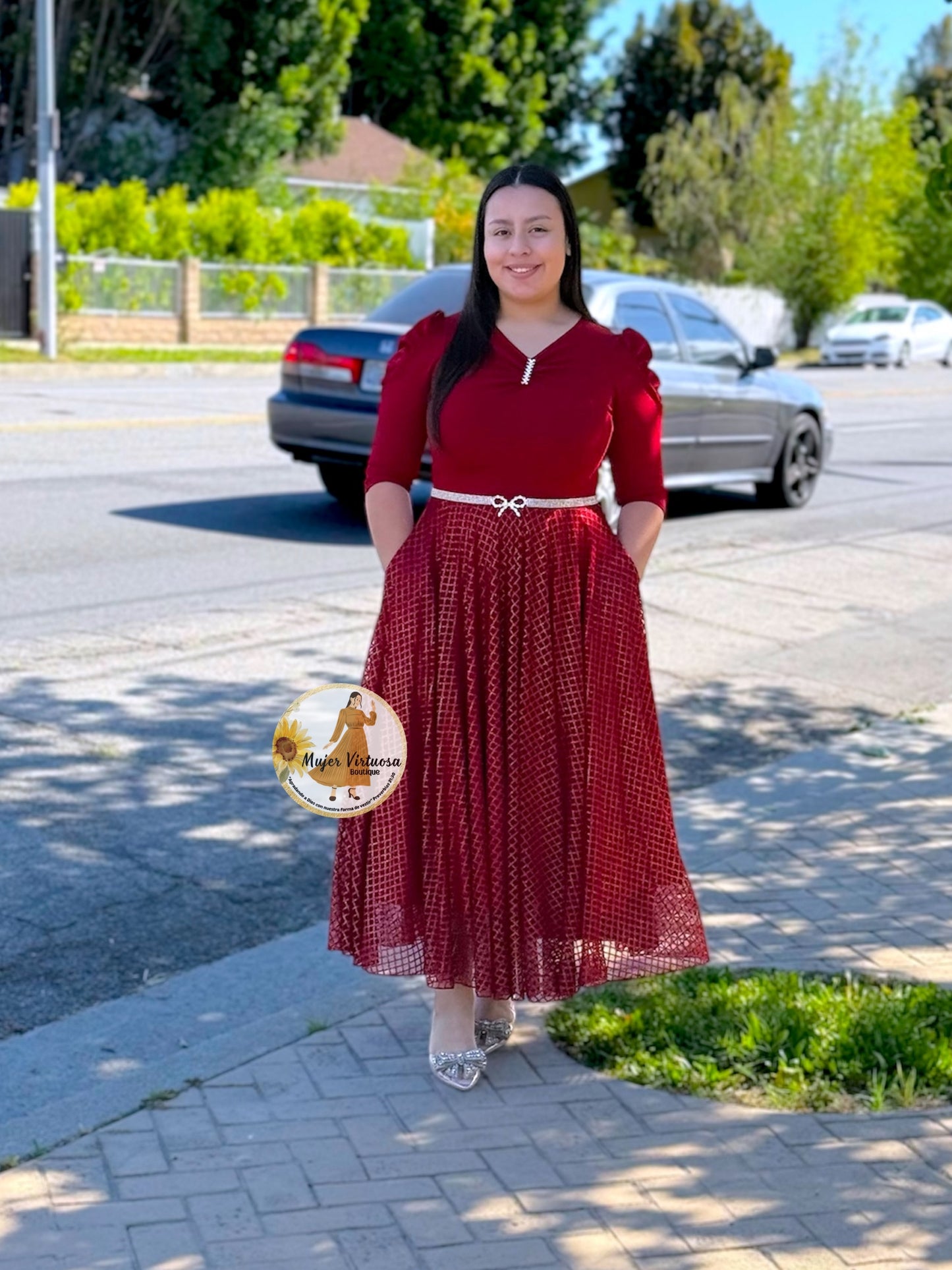 Lisa Ruby Red Mesh Dress