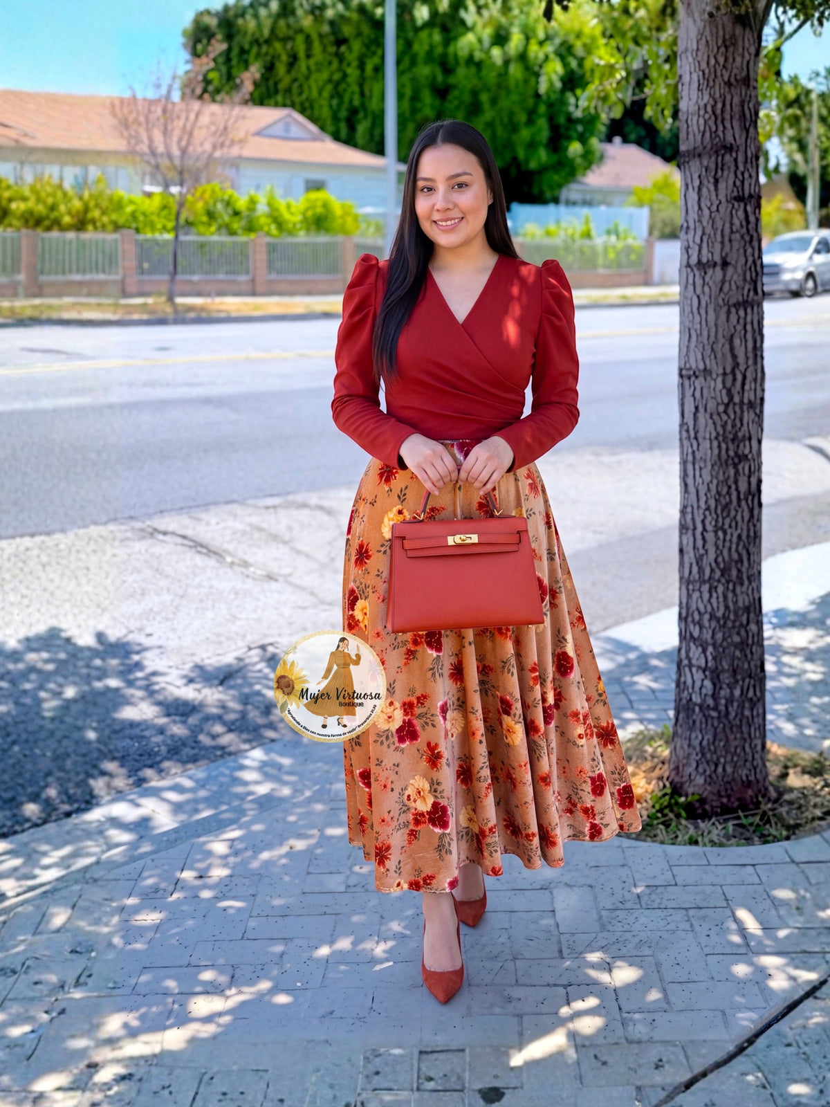 Larissa Pumpkin Orange Velvet Dress