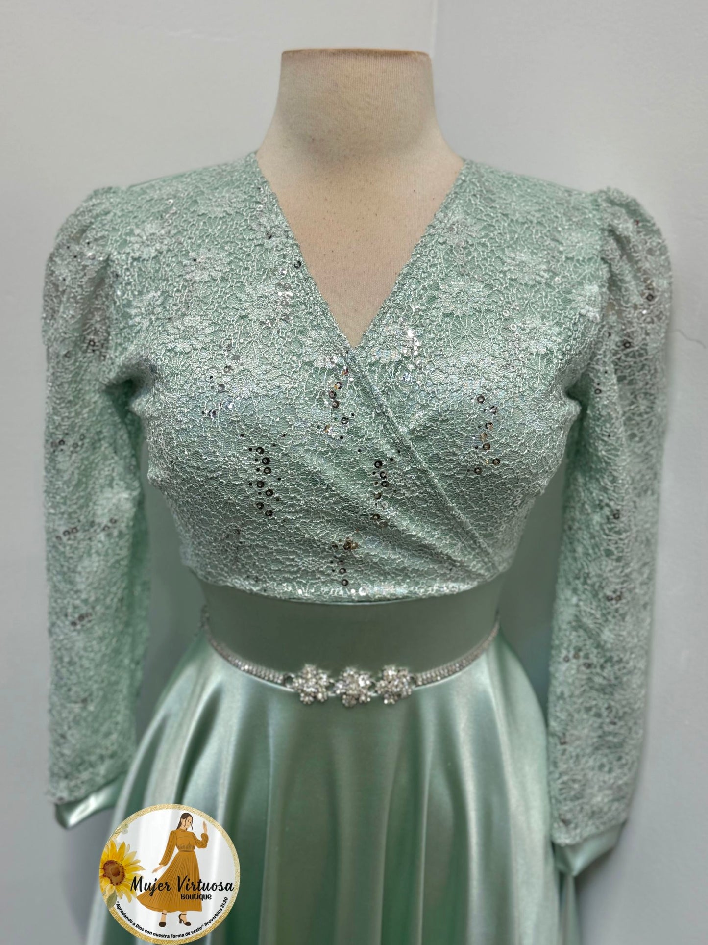 Cecilia Mint Satin Dress