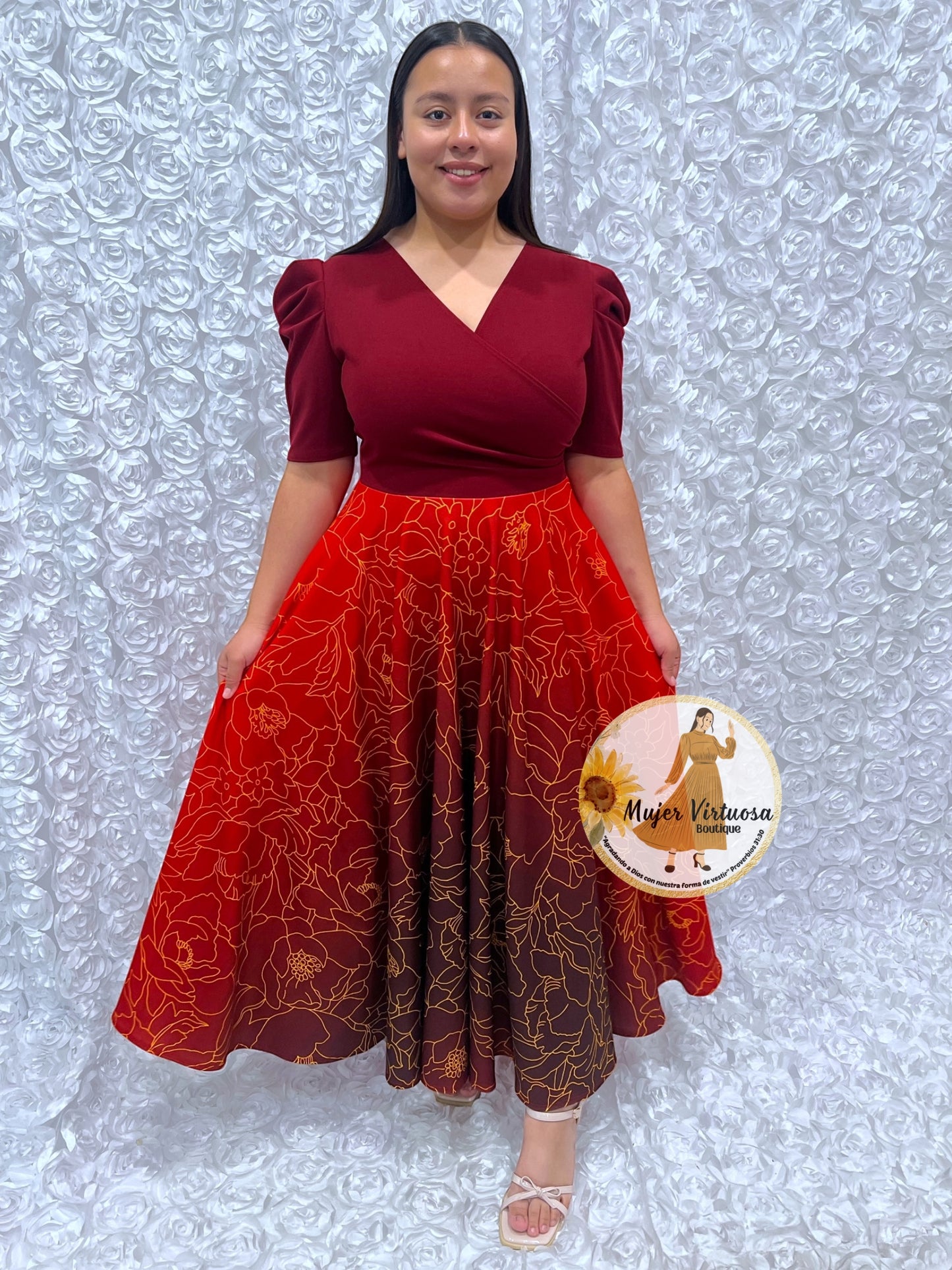 Susan Burgundy Ombre Dress