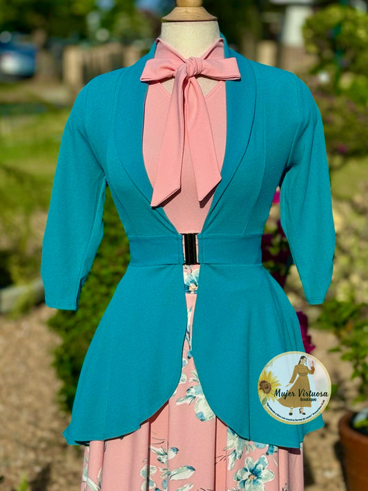 Aqua Blue Long Blazer