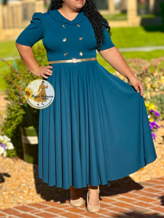 Dorothy Teal Vintage Dress
