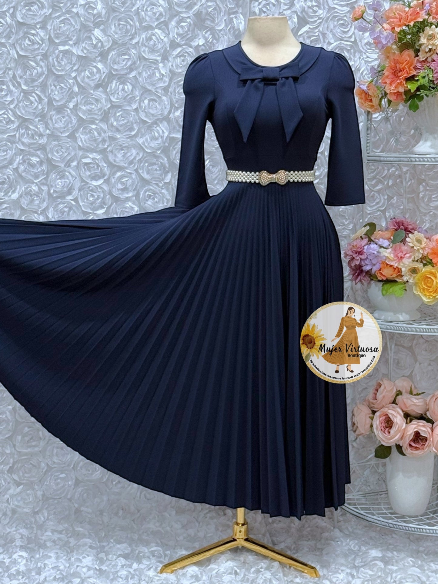 Agatha Navy Sailor Pleated Dress