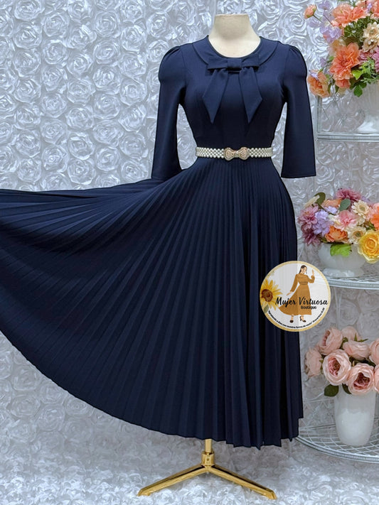 Agatha Navy Sailor Pleated Dress