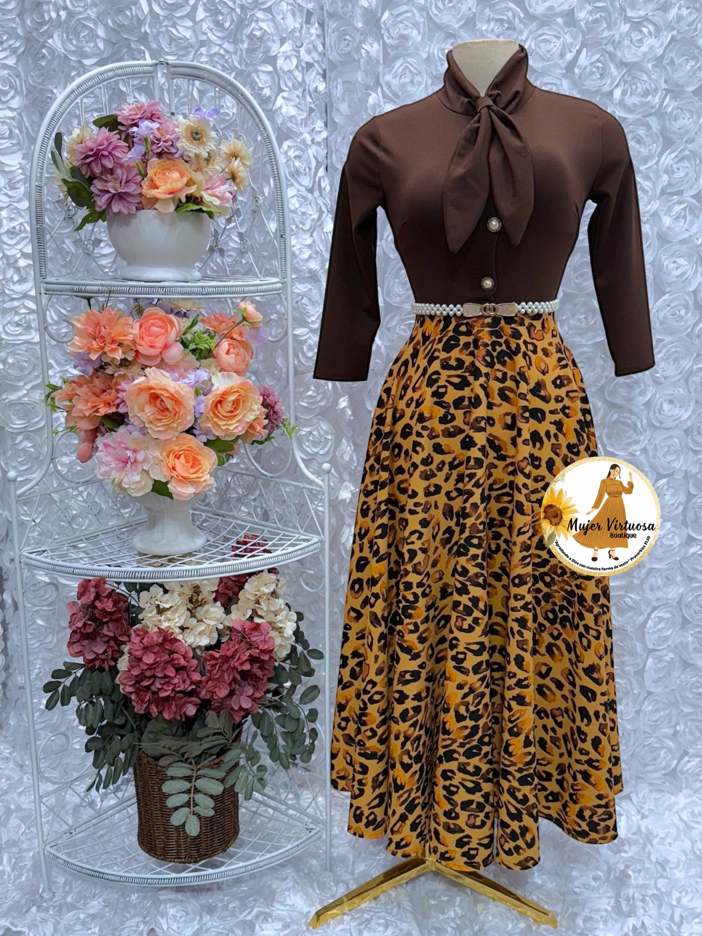 Brown & Animal Print Sailor Dress