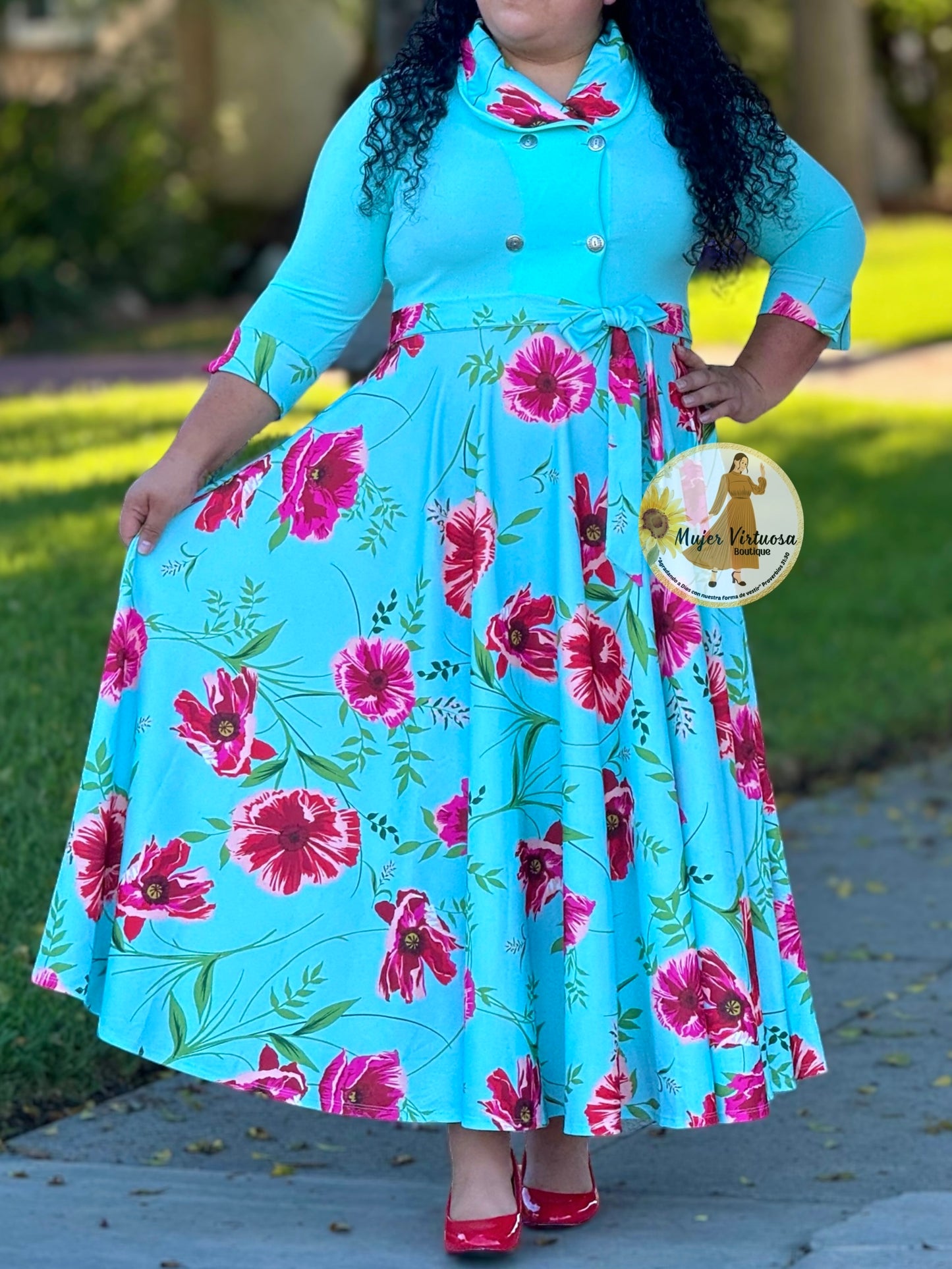 Raquel Mint Floral Dress