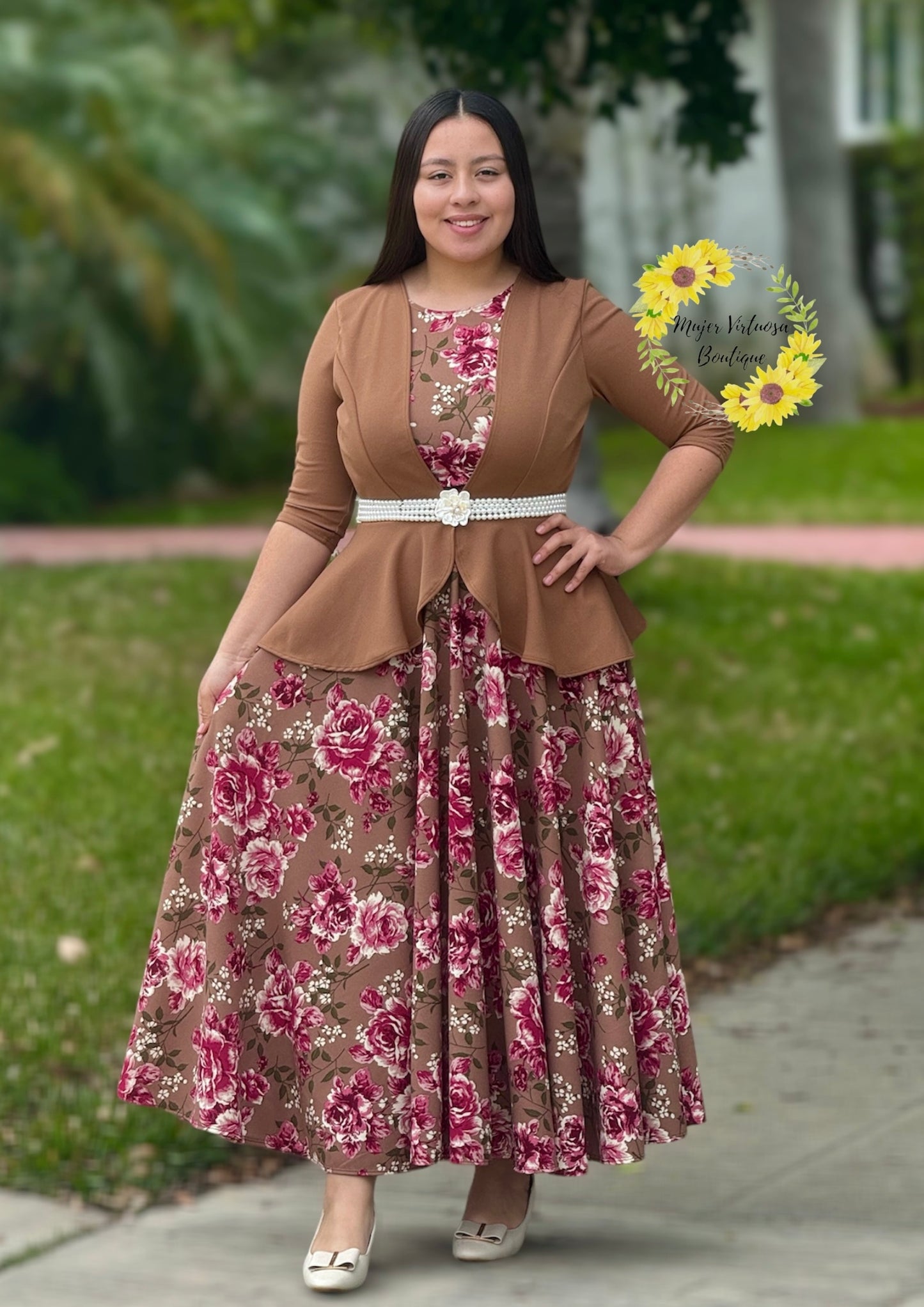 Helena Mocha Floral Blazer Dress