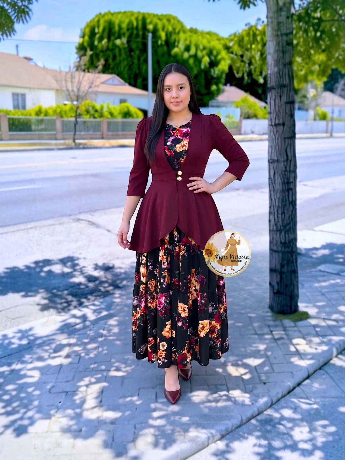 Ruth Black Floral Dress