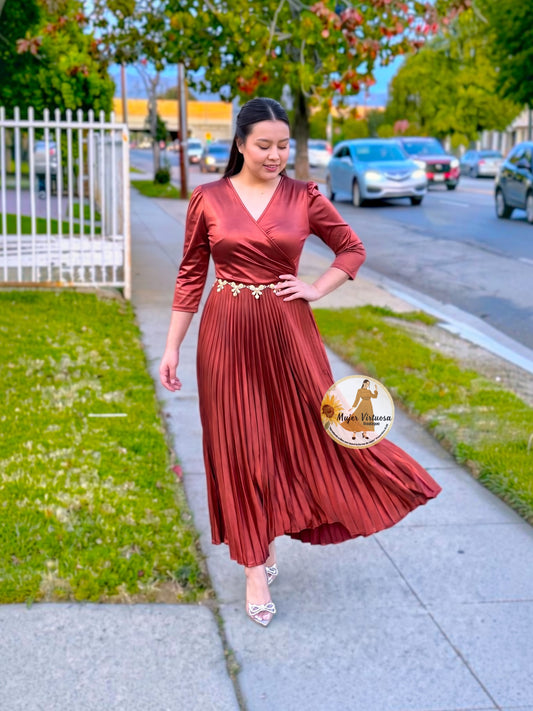 Lucia Maroon Satin Dress