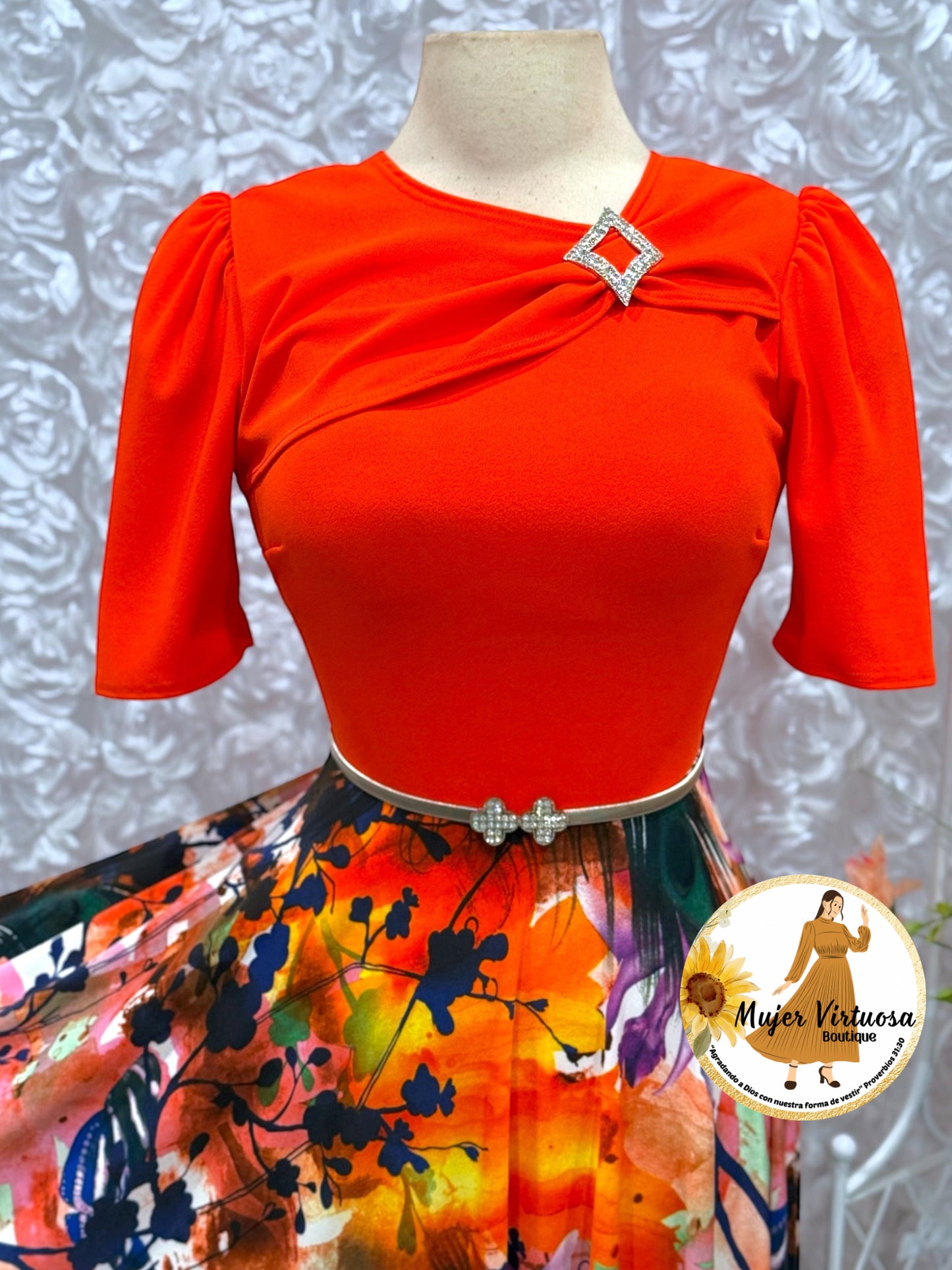 Rosalie Orange Floral Dress