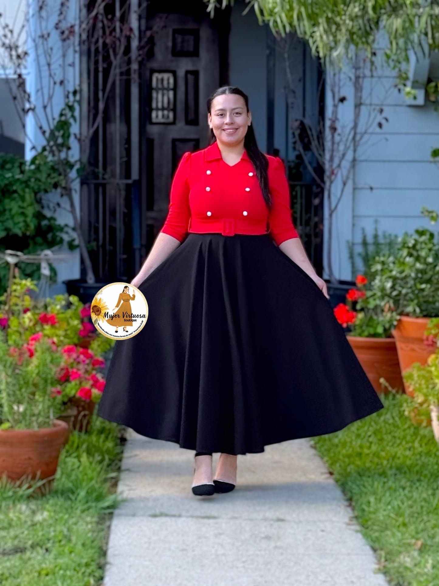 Frida Red & Black Dress