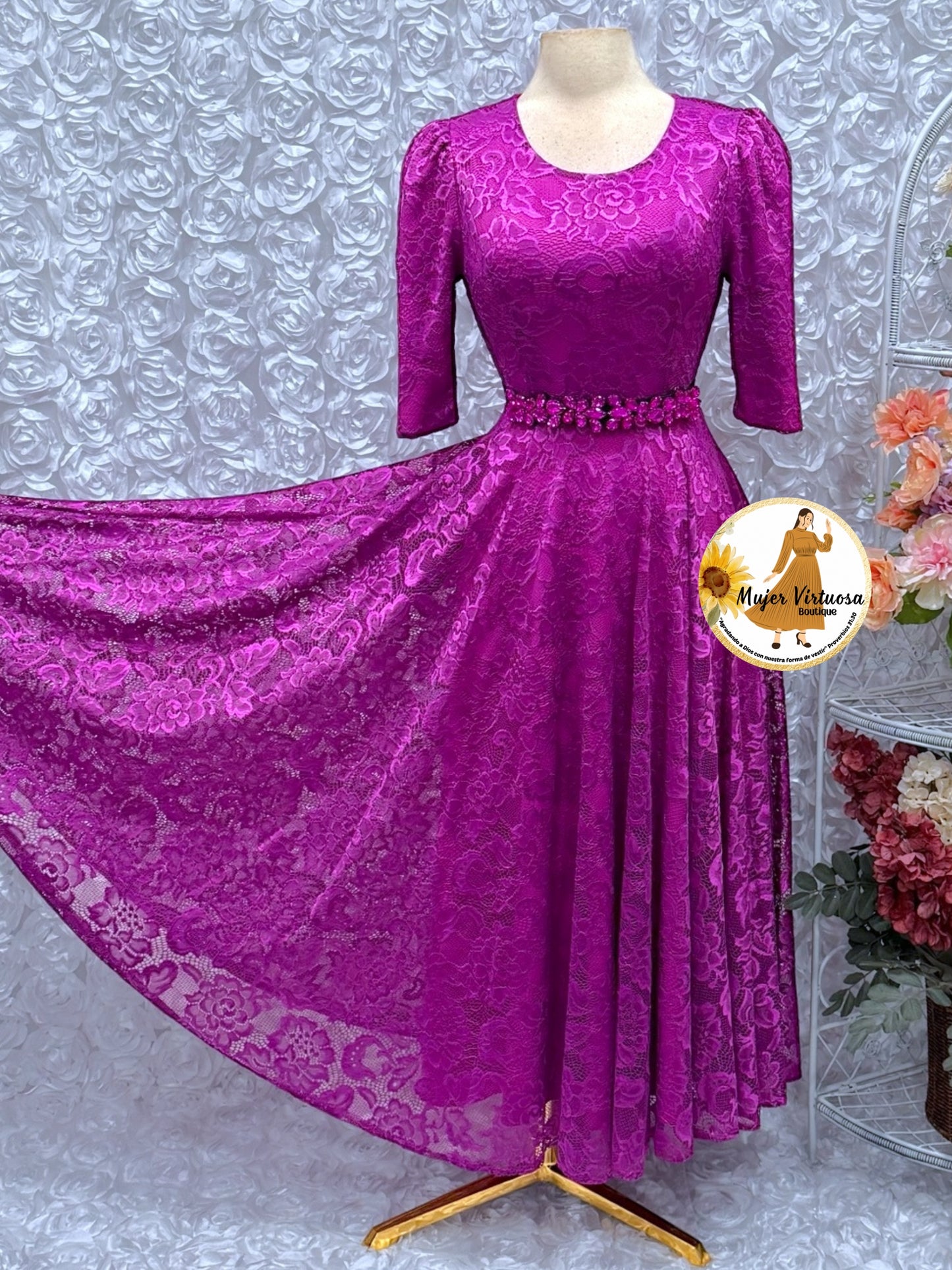 Camila Magenta Lace Dress