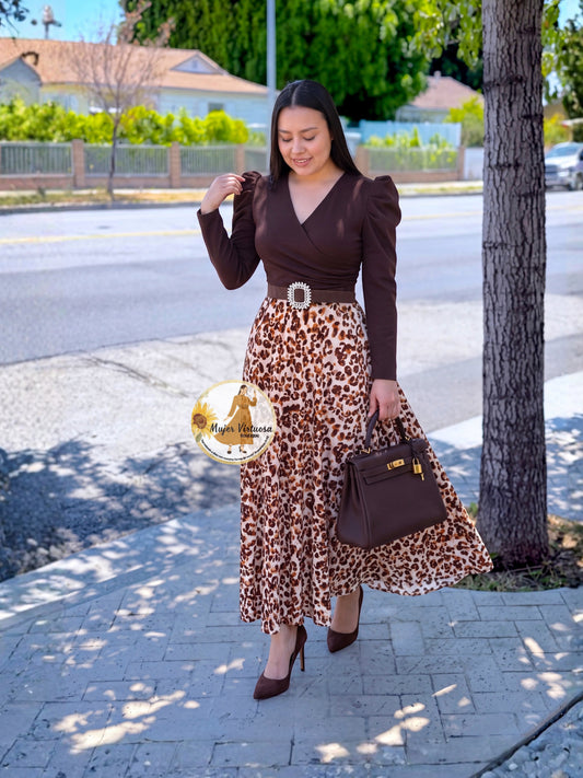 Larissa Brown Animal Print Velvet Dress