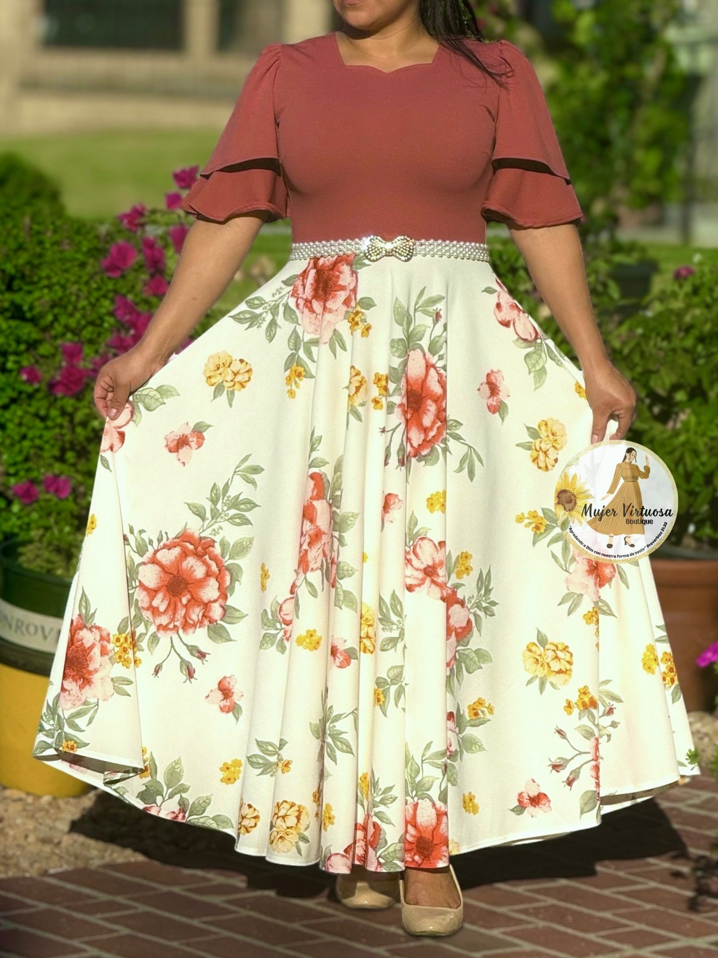 Olivia Dusty Rose Floral Dress