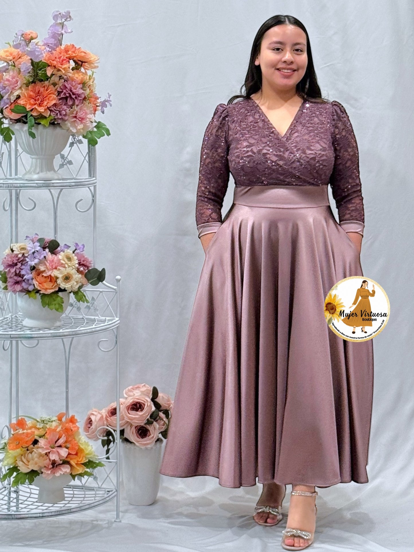 Cecilia Mauve Satin Dress