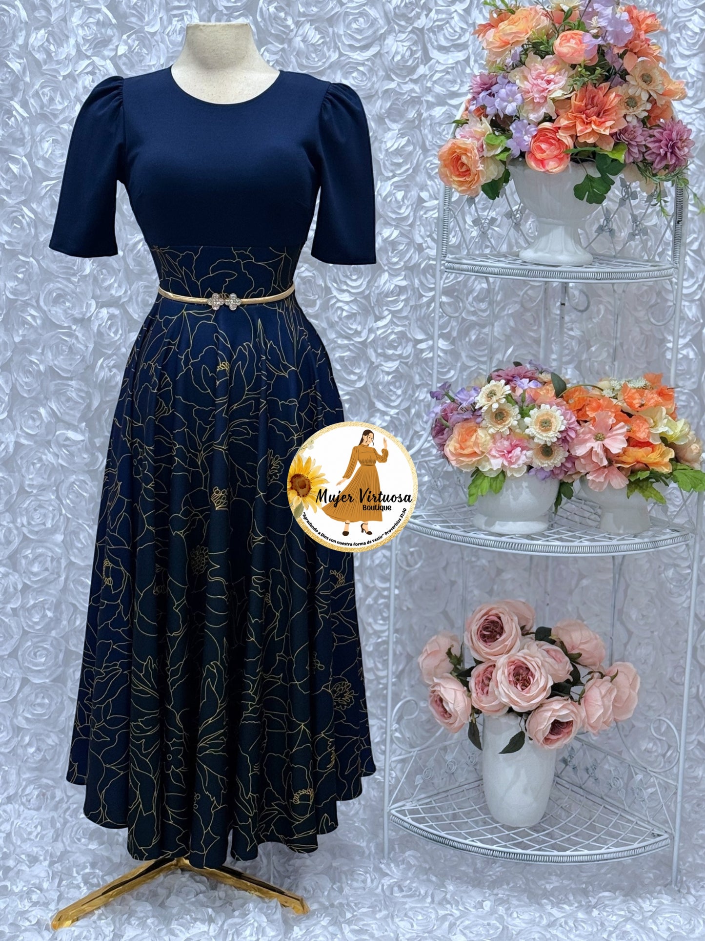 Eliana Navy Ombre Dress