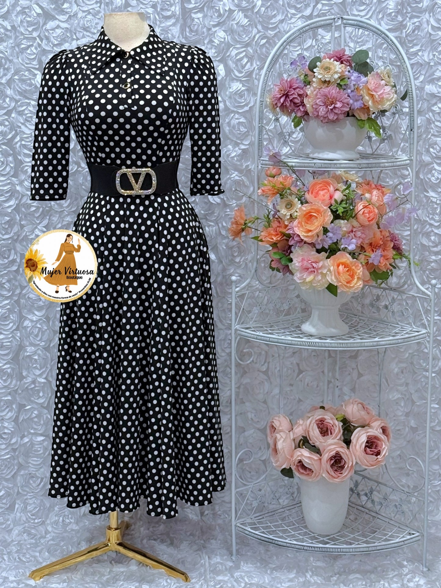 Minerva Black Polka Dot Dress