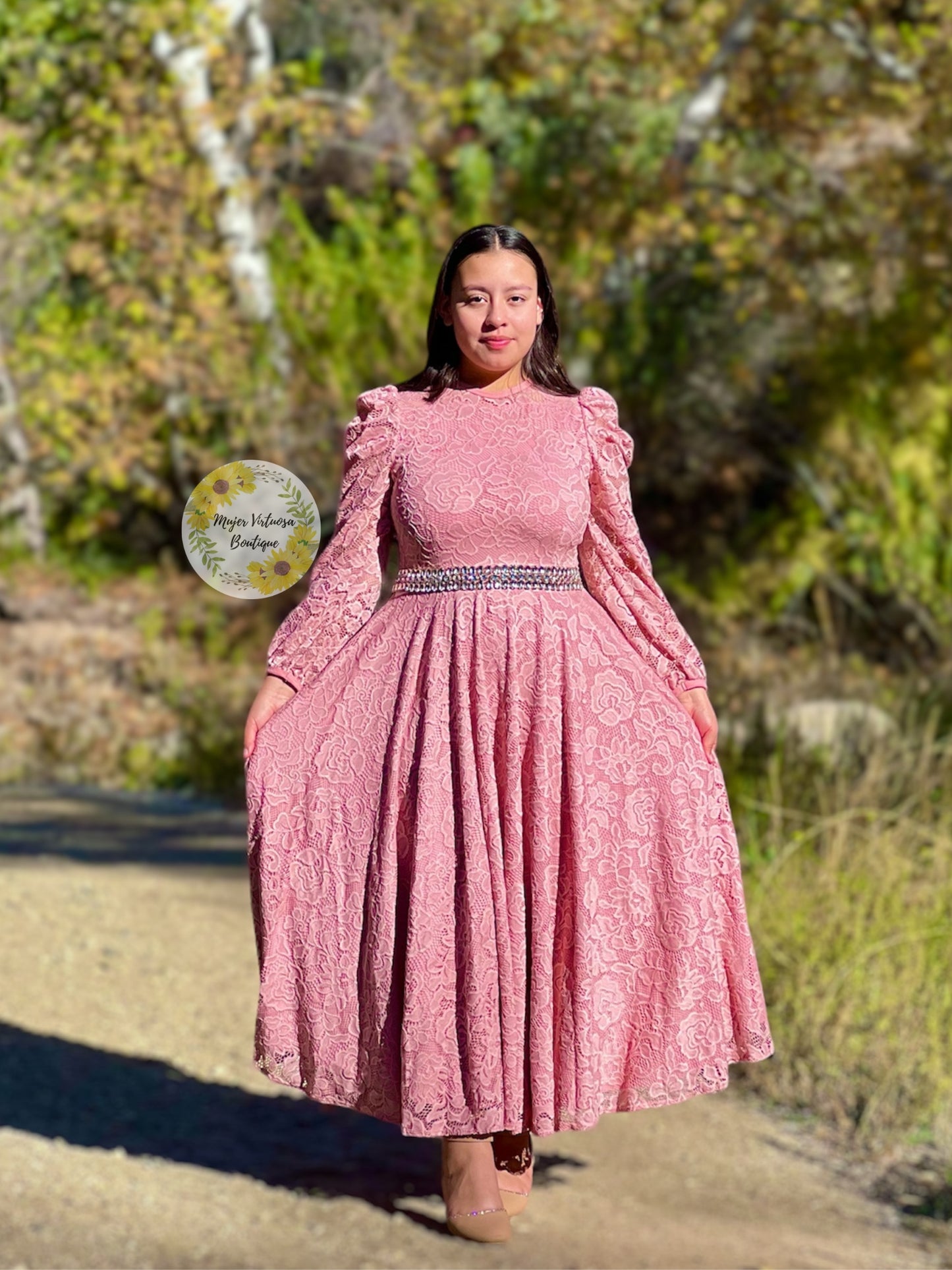 Ophelia Pink Lace Dress