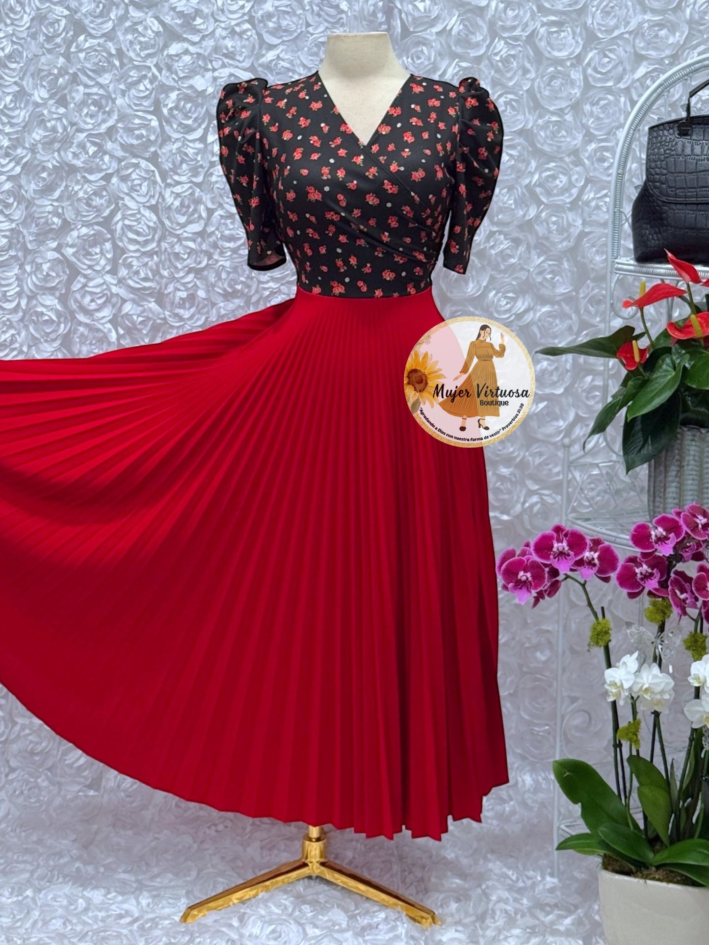Jessica Black/Red Floral Dress