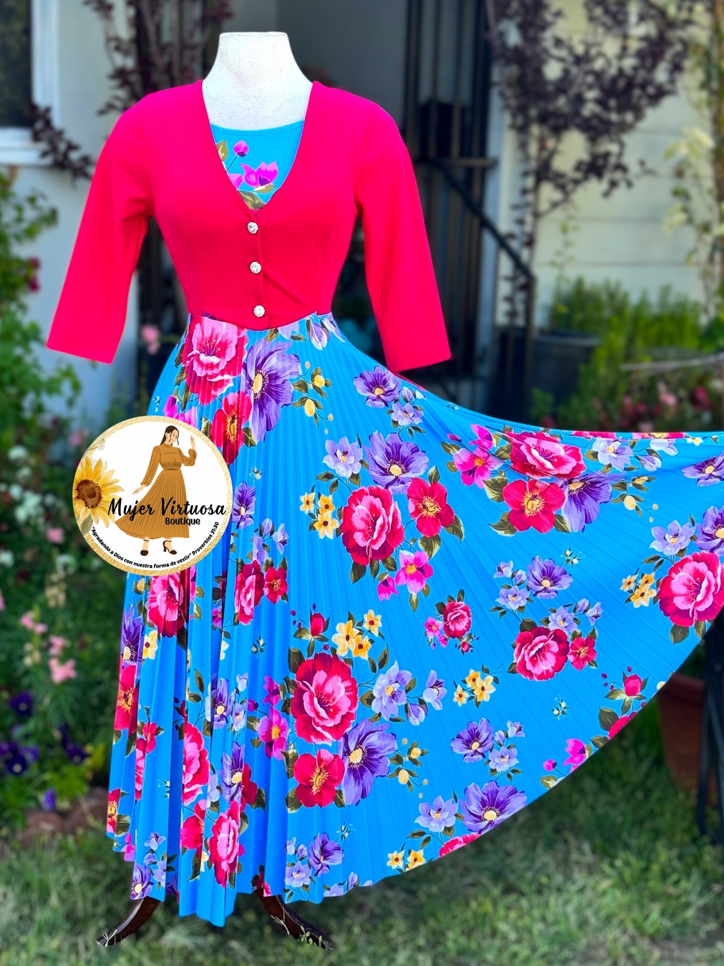 Maggie Red/Aqua Blazer Dress