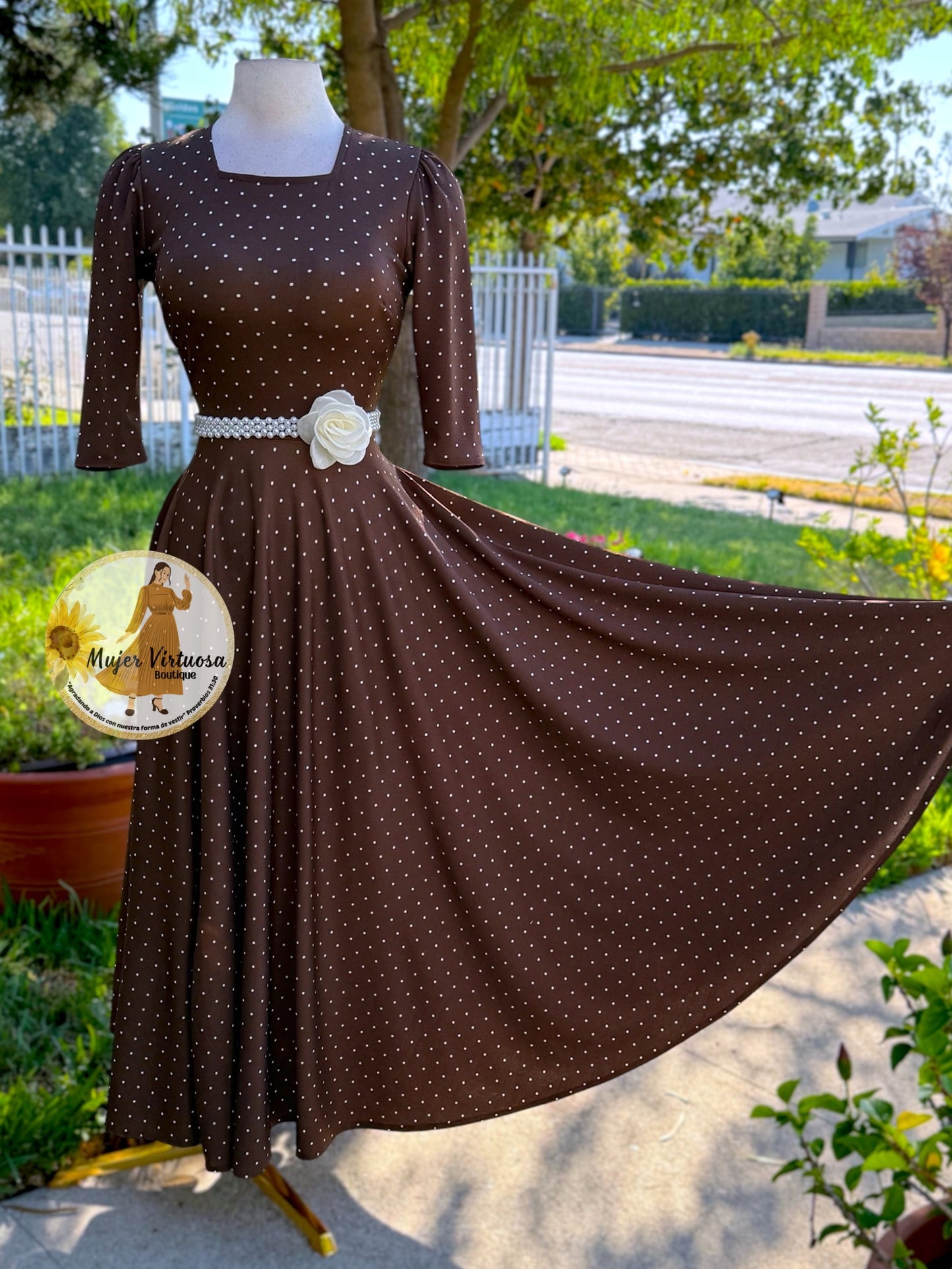 Eunice Brown Polka Dot Dress