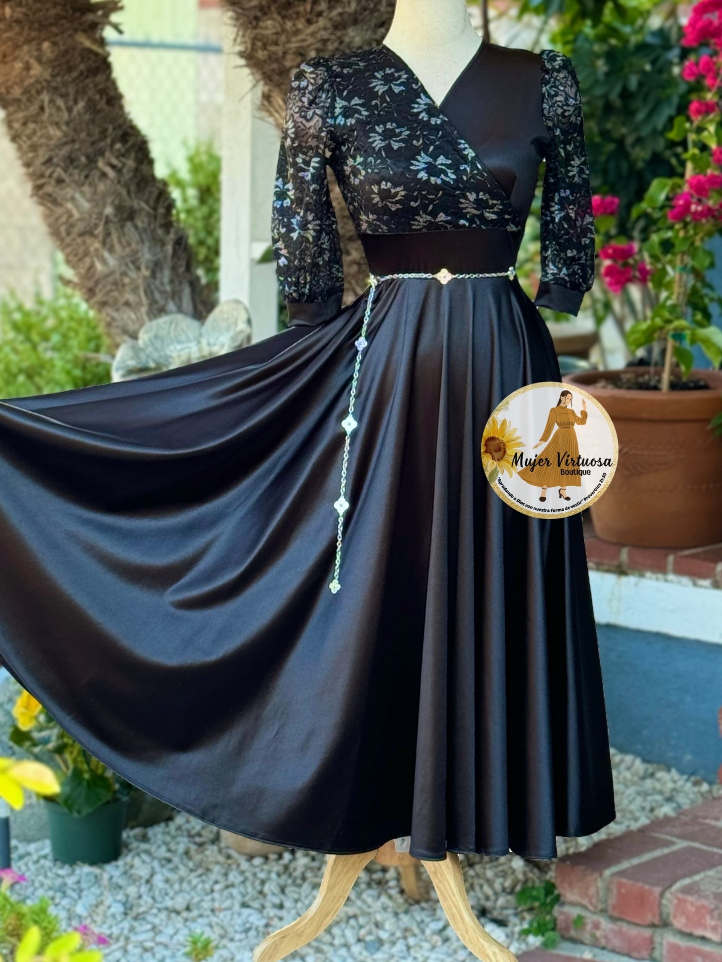 Charlotte Black Satin Dress