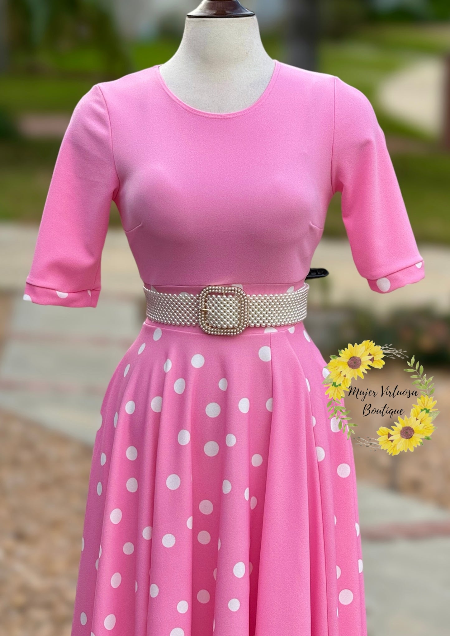 Andrea Pink Polka Dot Dress