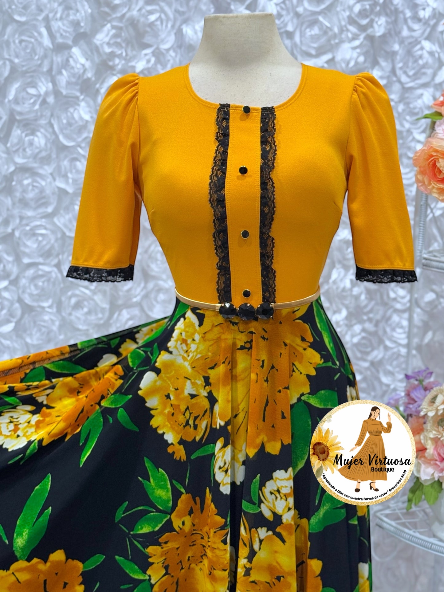 Eleanore Mustard & Black Dress