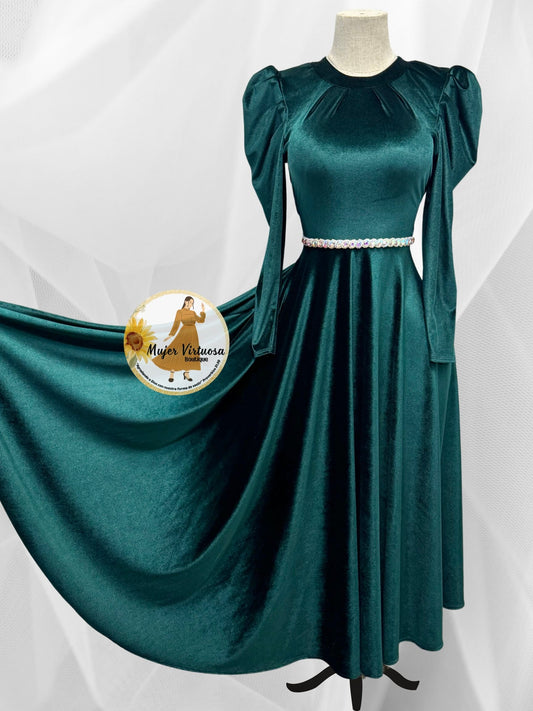 Eloisa Emerald Green Velvet Dress