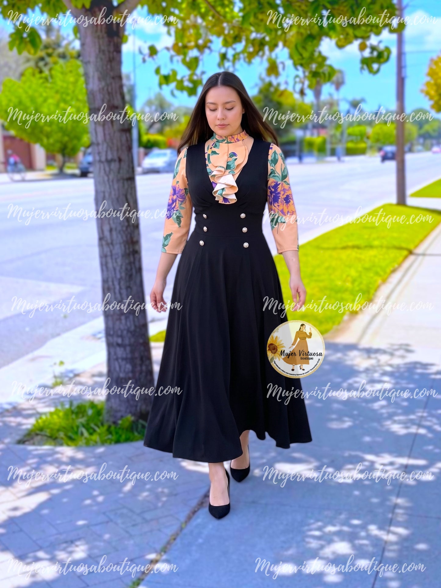 Mindy Black Overall Dress