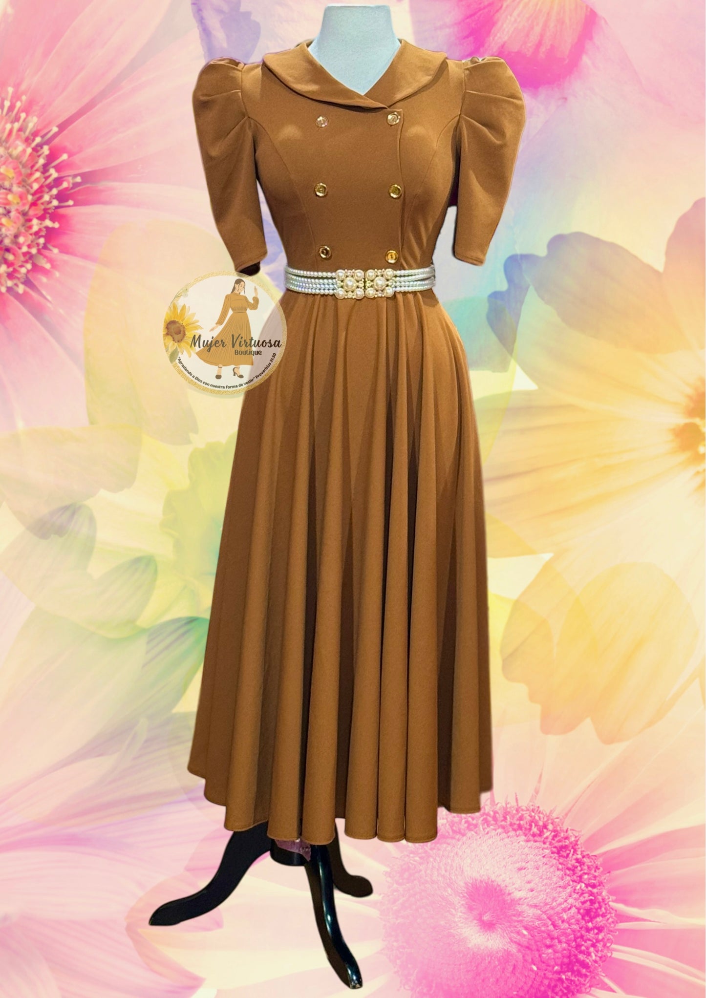 Dorothy Caramel Vintage Style Dress