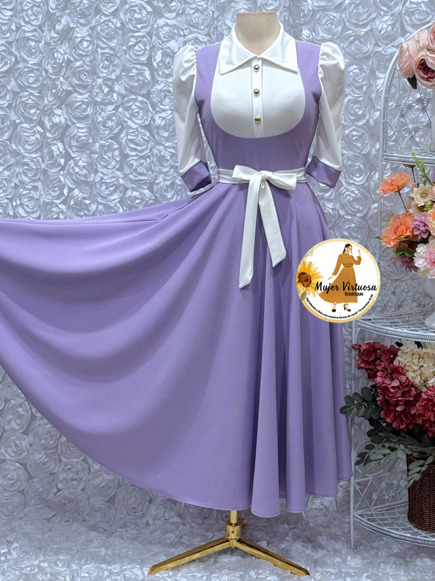 Lilac & White 2 in 1 Dress