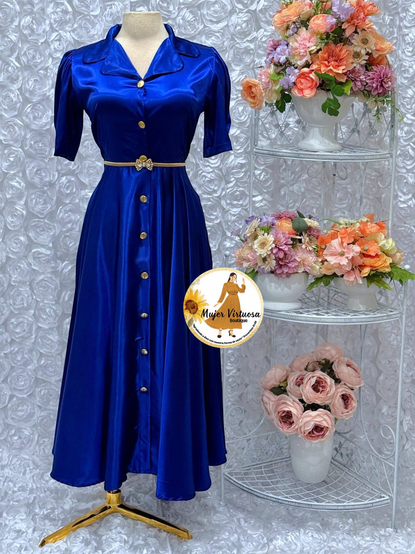 Jimena Royal Blue Satin Dress