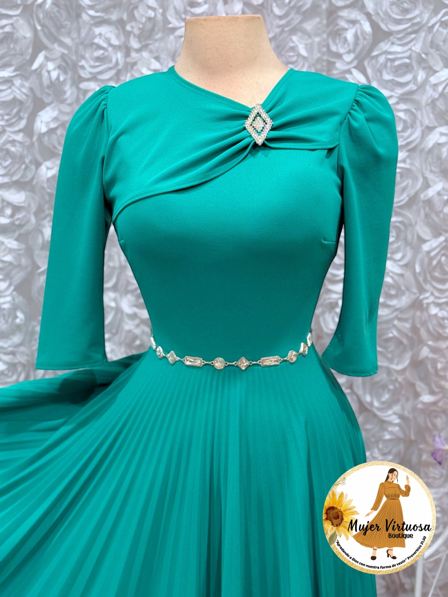 Rosalie Turquesa Pleated Dress