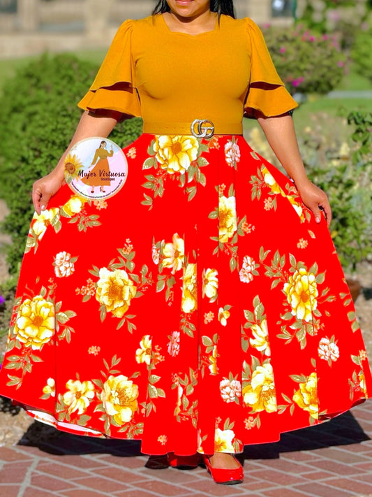 Olivia Mustard/Red Floral Dress