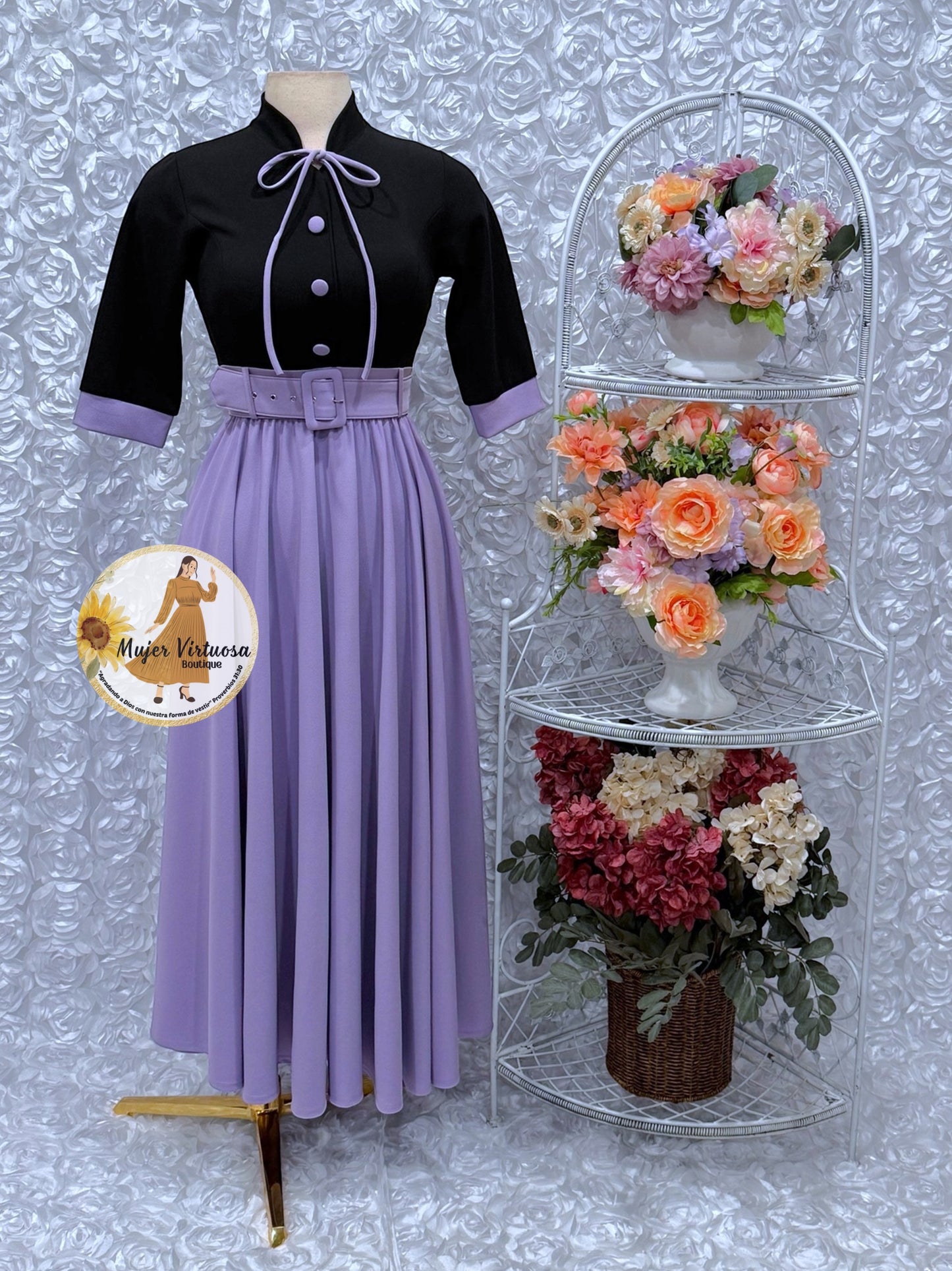 Maya Black & Lilac Dress