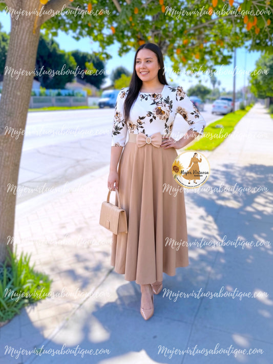 Eunice White & Mocha Dress
