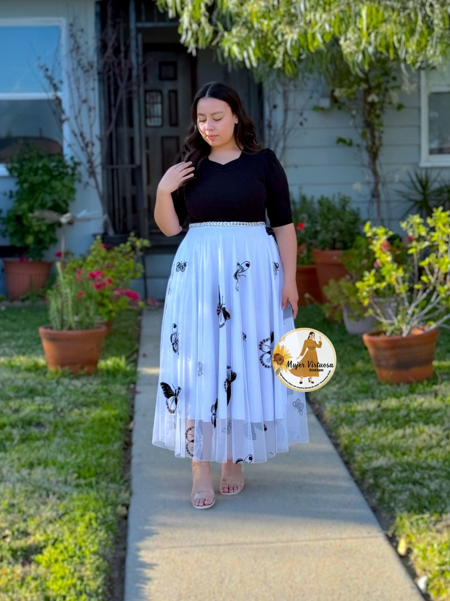 Black & White Butterfly Mesh Dress