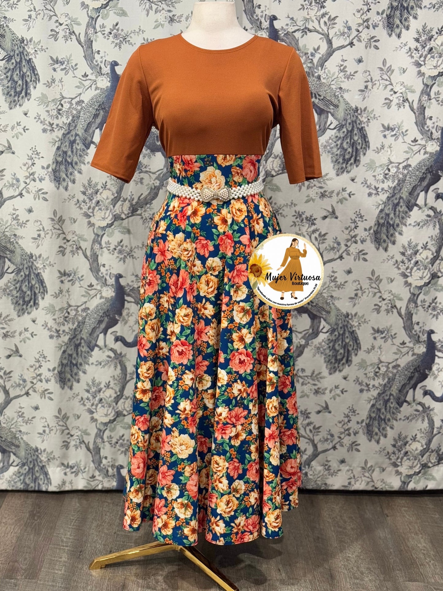 Rust Floral Dress