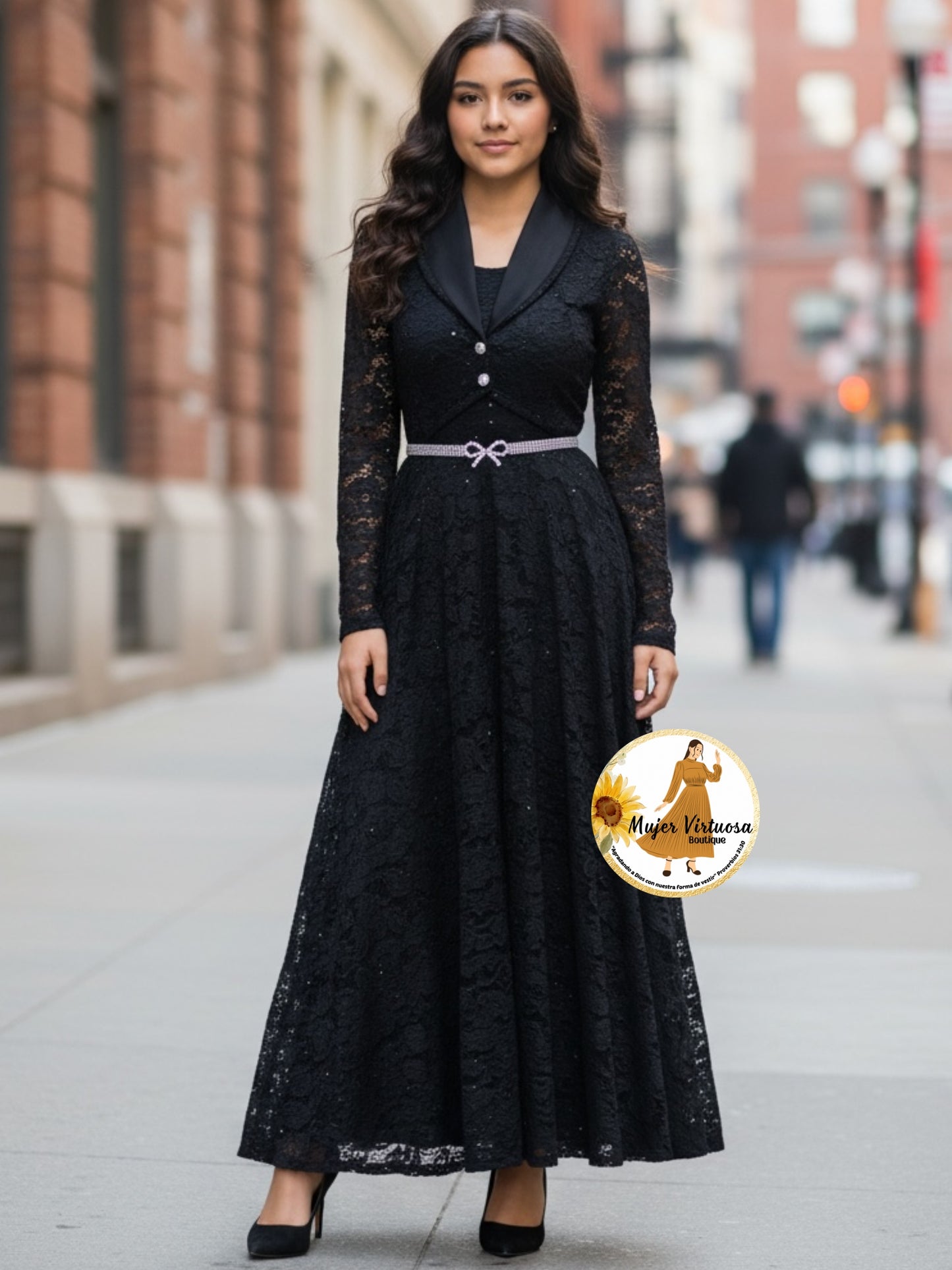 Sully Black Lace Blazer Dress