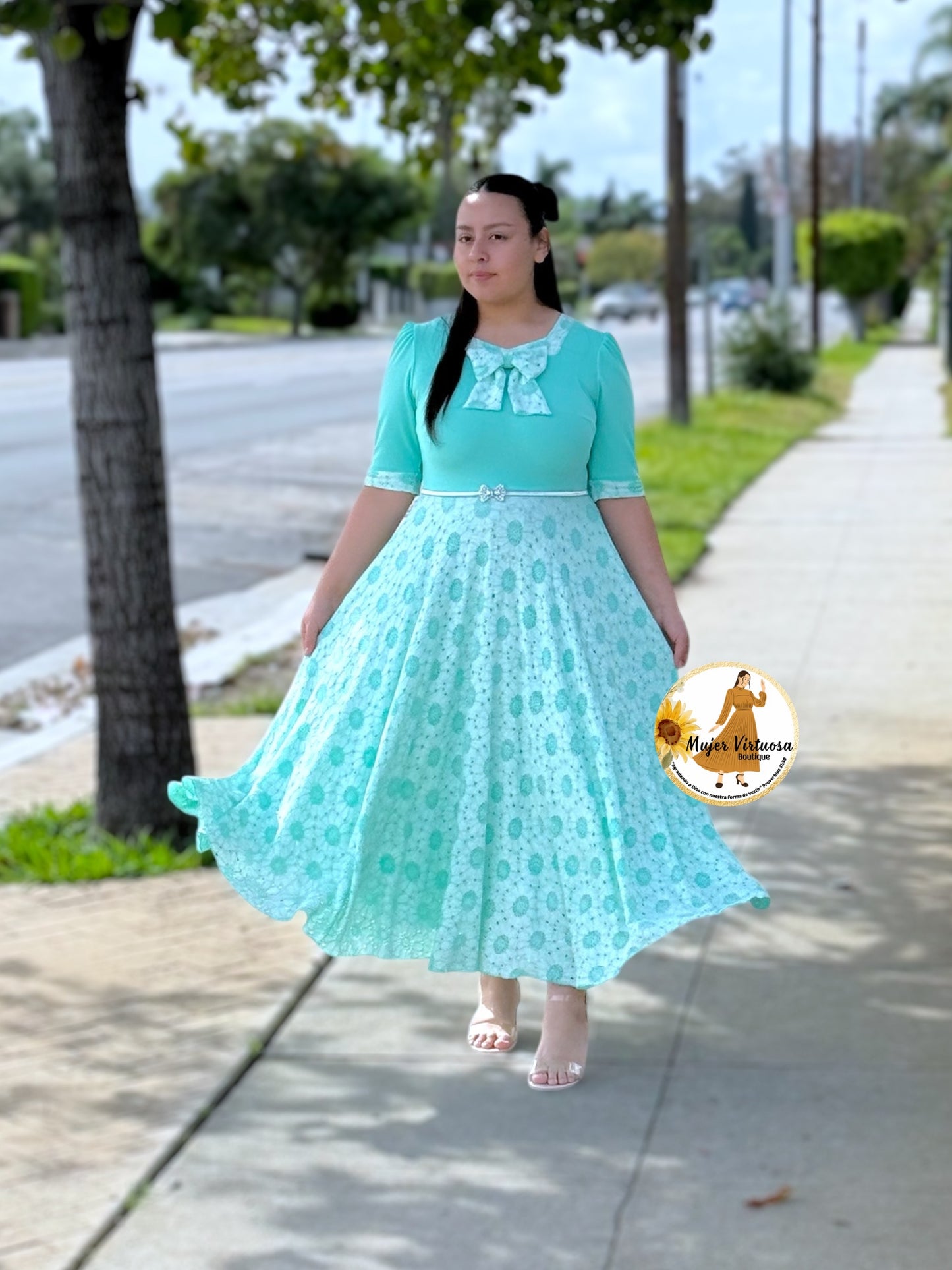 Madelyn Mint Bow Dress