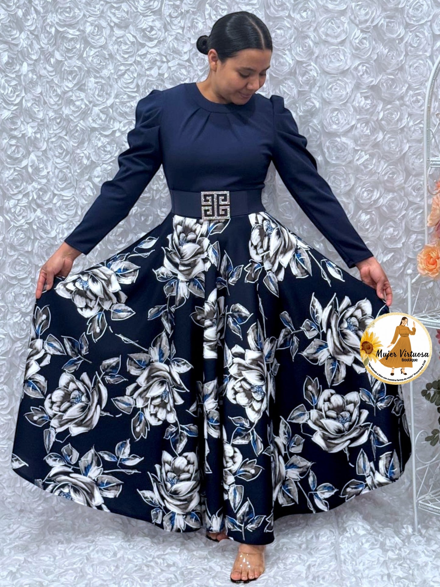 Eloisa Navy Blue Floral Dress