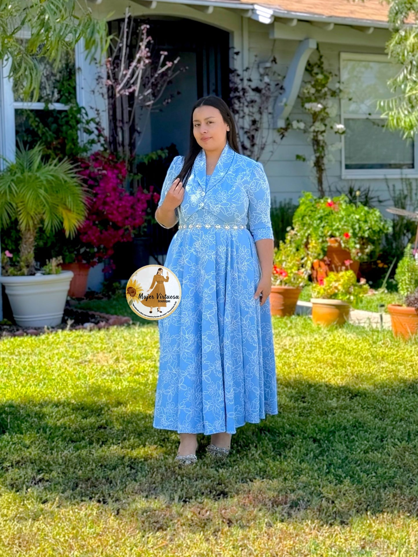 Kendra Sky Blue Embroidered Dress – Mujer Virtuosa Boutique