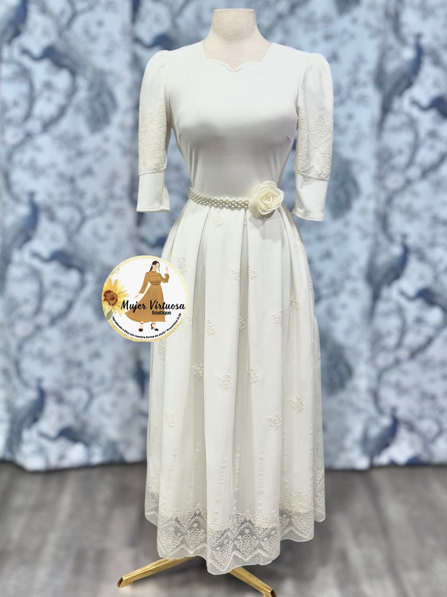 Romina Ivory Pleated Dress